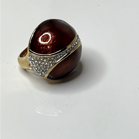 Source Unknown Jewelry - COFFEE ENAMEL PAVE DOMED RING VINTAGE